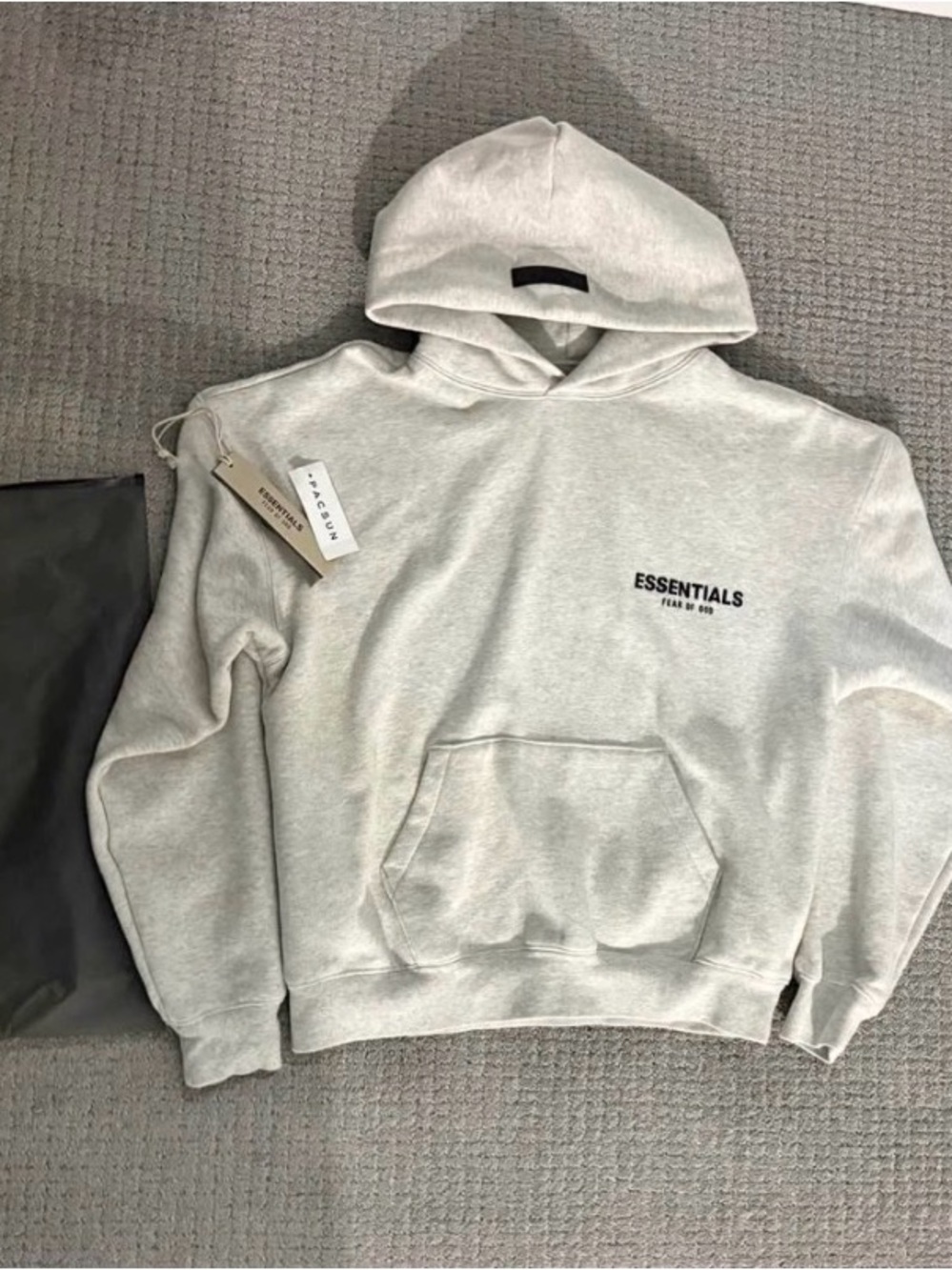 Essentials Men’s Light Gray Hoodie with Chest Logo